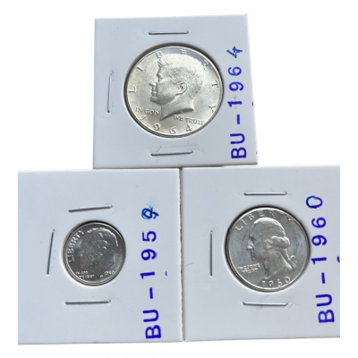 Silver Coins, random 1958-1964 years